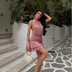 powder pink strappy mini dress 28865